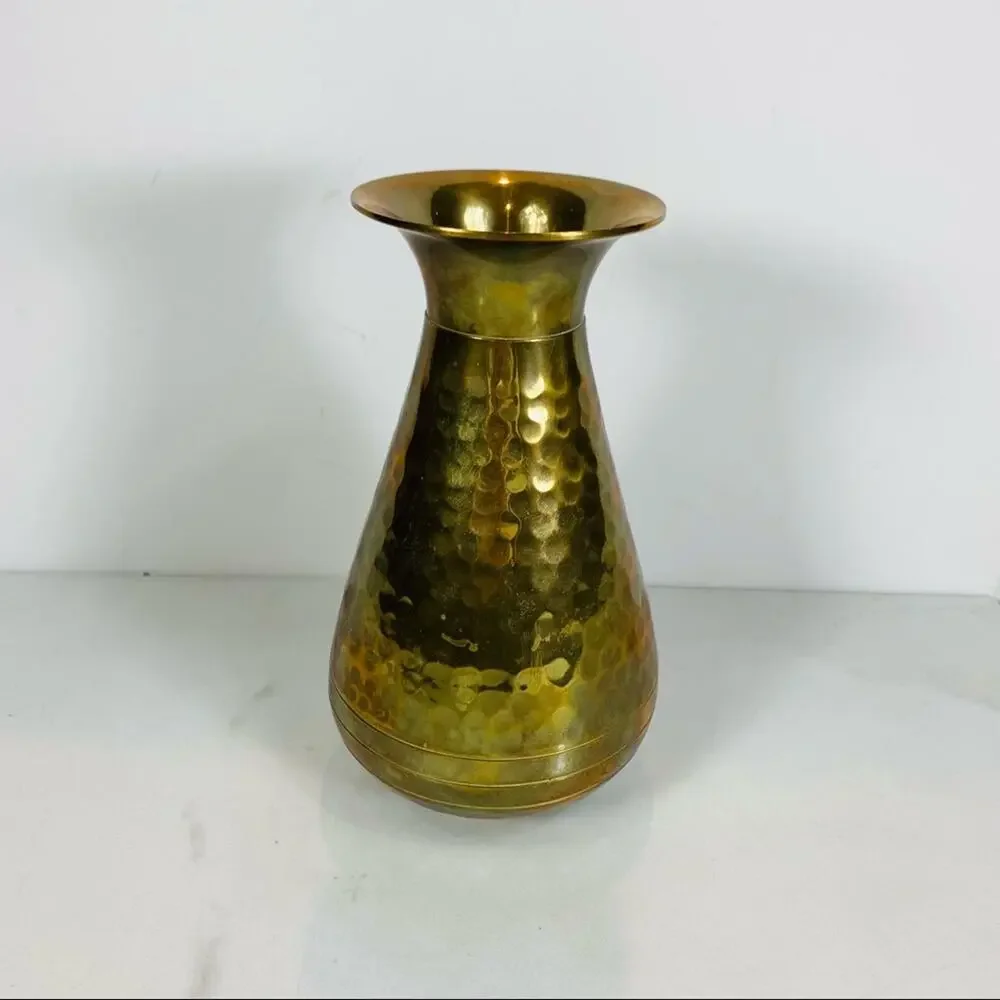 Hammered Brass Vase 7.5